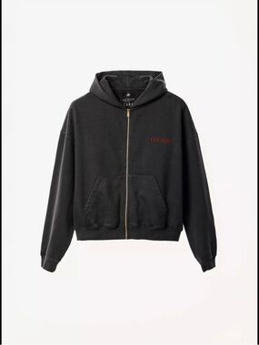 ZARA x Willy Chavarria Black Zip Hoodie with Red Logo